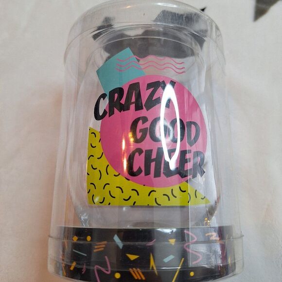 "Crazy‎ Good Cheer" Funny Stemless Wine Glass Ganz In Box - Picture 1 of 6
